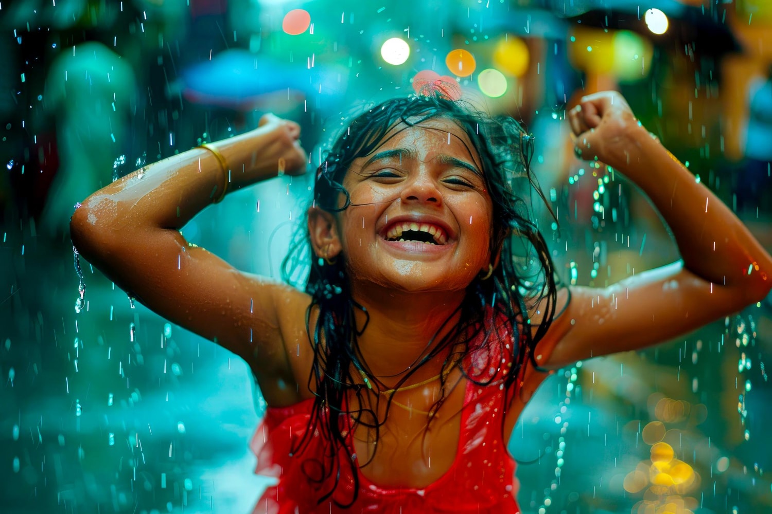 enfant inde pluie