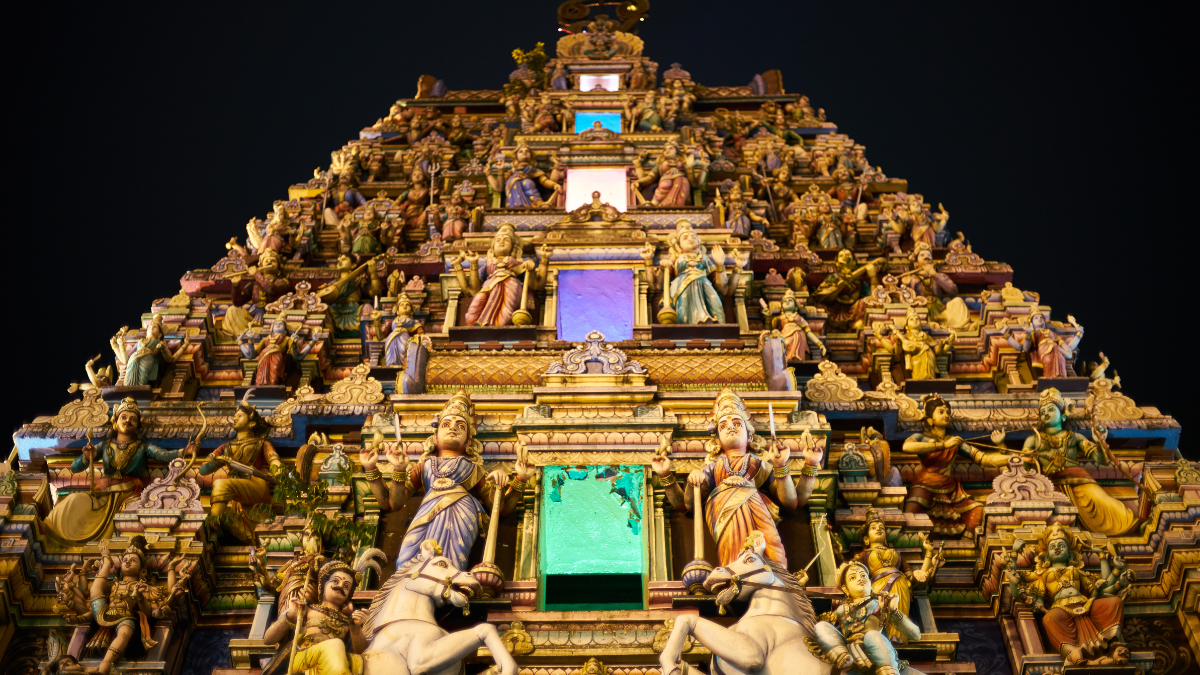 Un temple en Inde du Sud la nuit