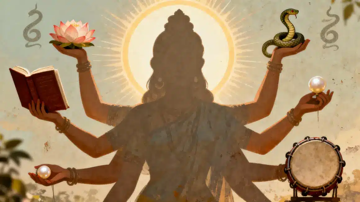 Silhouette feminine bras multiples shakti hindouisme