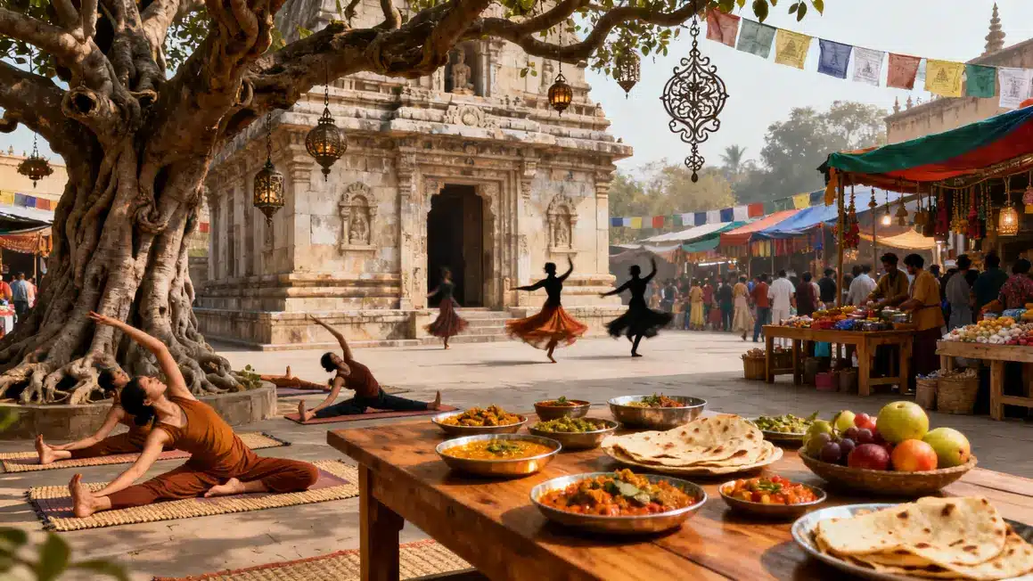 Temple marché spiritualité Inde 2025 culture gastronomie