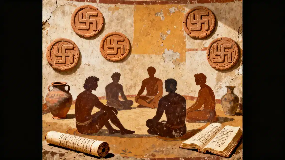 fresque ancienne svastika poteries manuscrits origine