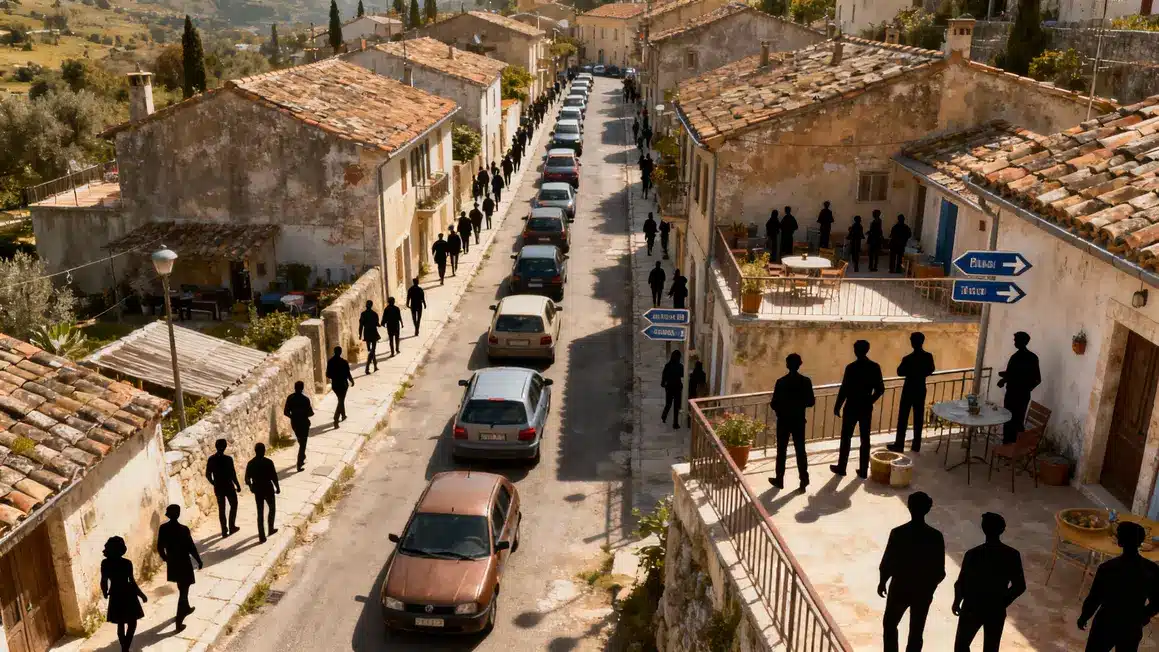 Ruelles bondées de Port-Breton tourisme fort