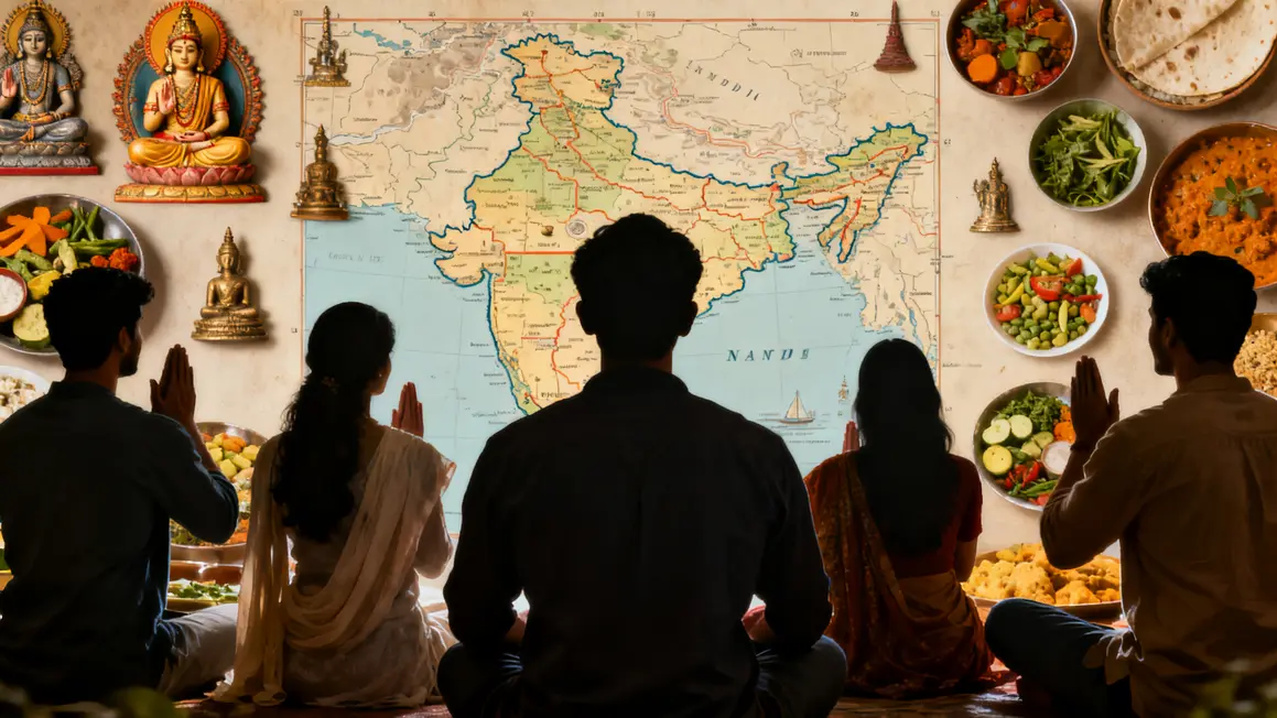 Silhouettes Inde symbole Namaste scene conviviale
