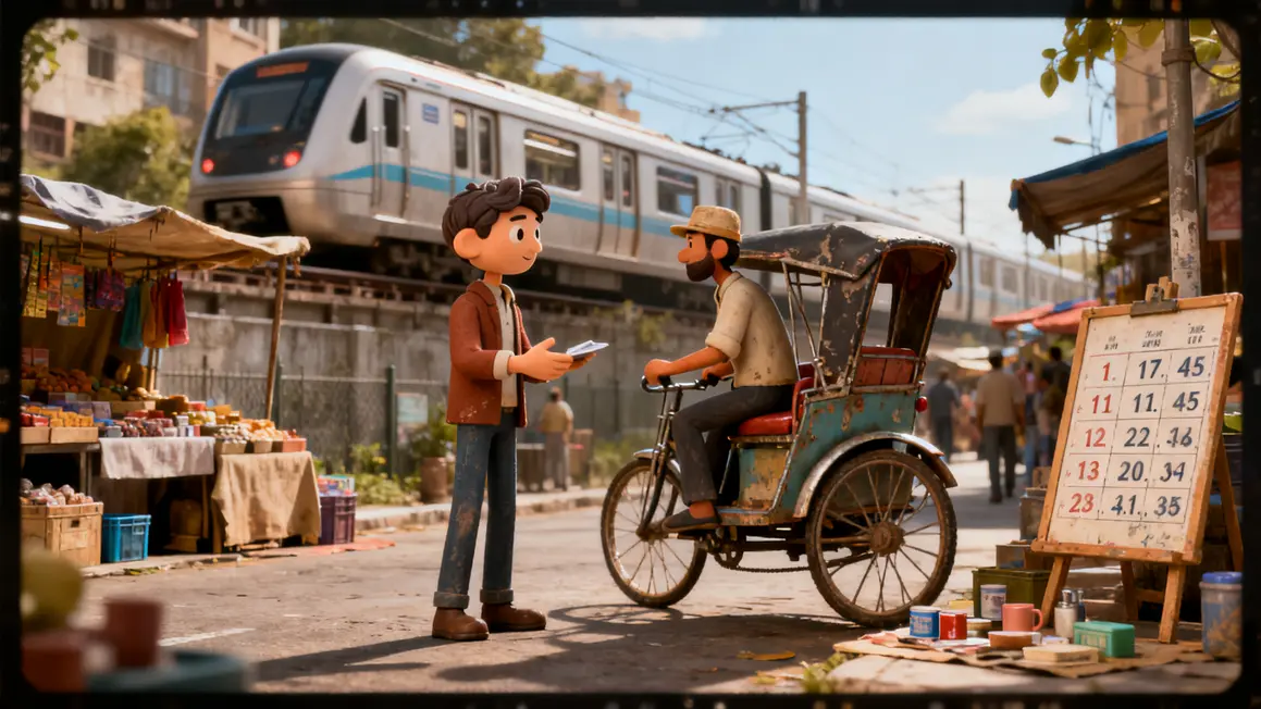 Négociation rickshaw et métro à Delhi