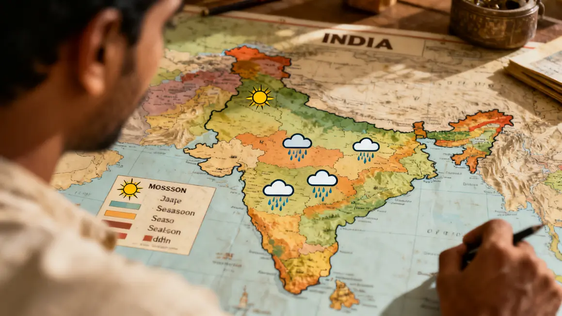 Carte climat Inde mousson et saison sèche