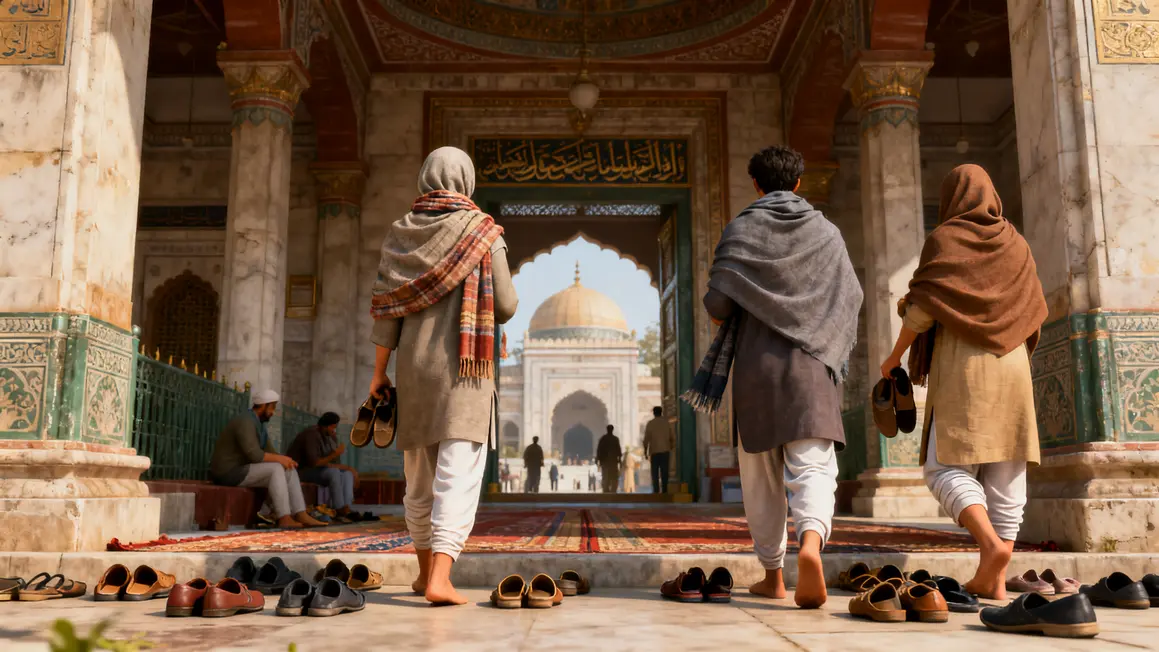 Entrée temple mosquée Delhi respect coutumes