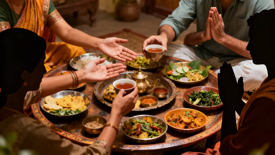 Table basse indien Namaste thé codes sociaux culture indienne