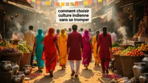 scène marché indien, culture indienne, silhouettes, rituels, ambiance vivante
