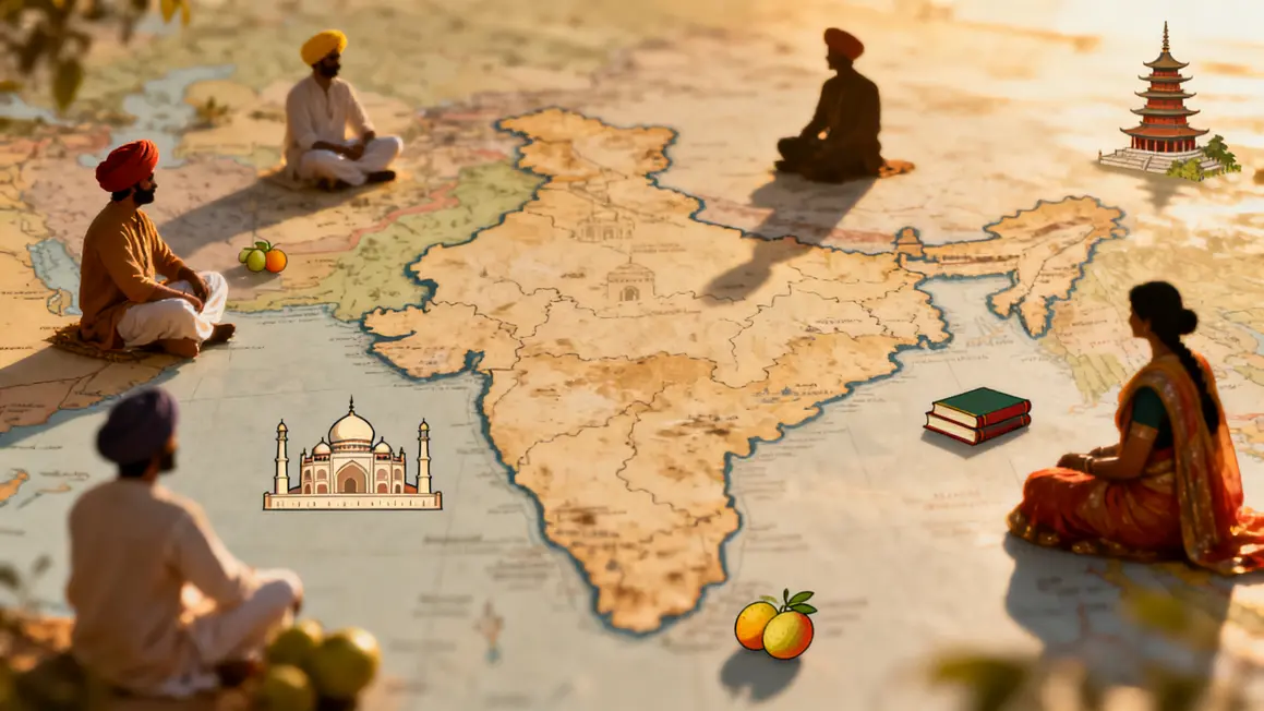 Carte Inde diversité culturelle personnes tenues traditionnelles