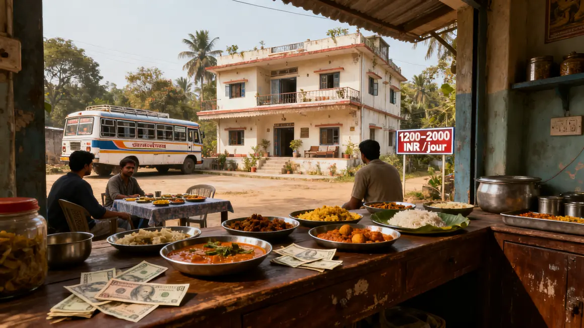 budget temples indiens 2026 montants guesthouse bus plats indiens