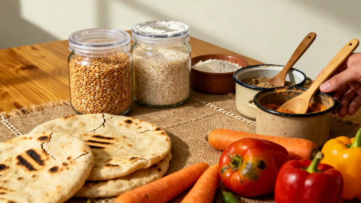 ingredients indiens abordables sur table