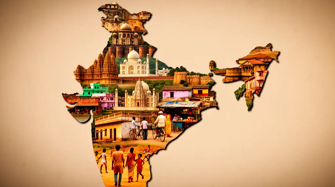 carte stylisee Inde monuments Taj Mahal culture indienne