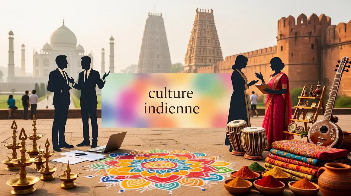 Scène sur la culture indienne avec monuments et traditions