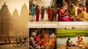 Collage sur la culture indienne monuments rituels et paysages variés