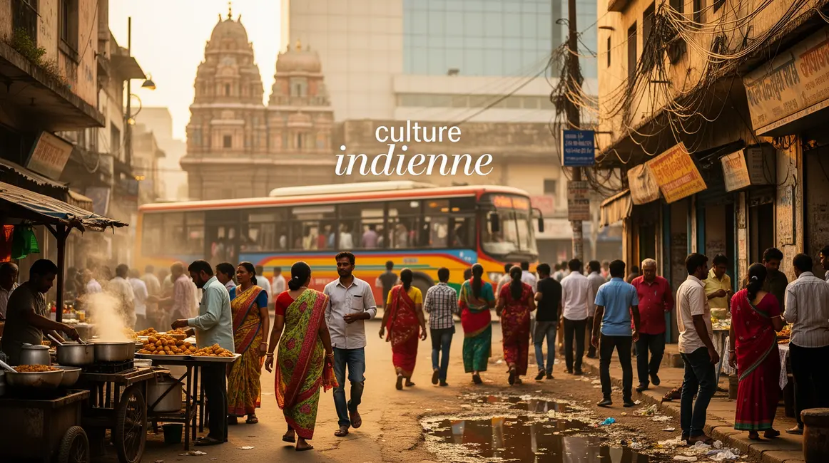 Scène de rue vivante Inde 2026 culture tradition modernité