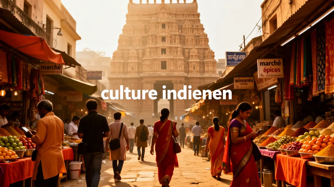 Culture indienne, traditions et modernité avec temple et marché