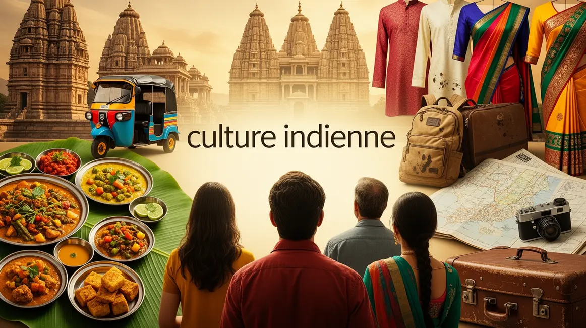 Voyageurs devant collage Inde rickshaw plats locaux
