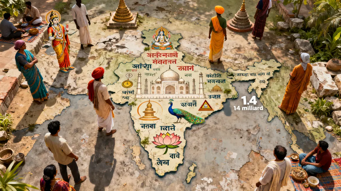 Carte Inde et diversité culturelle, religions, langues