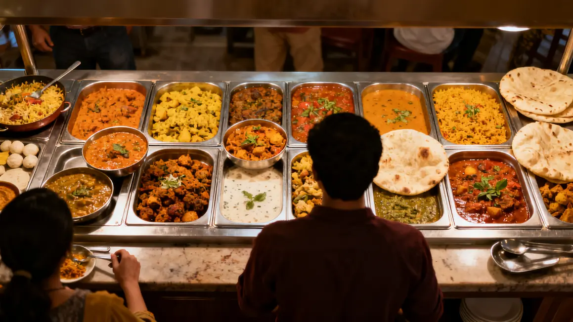buffet régional plats indiens typiques ambiance conviviale