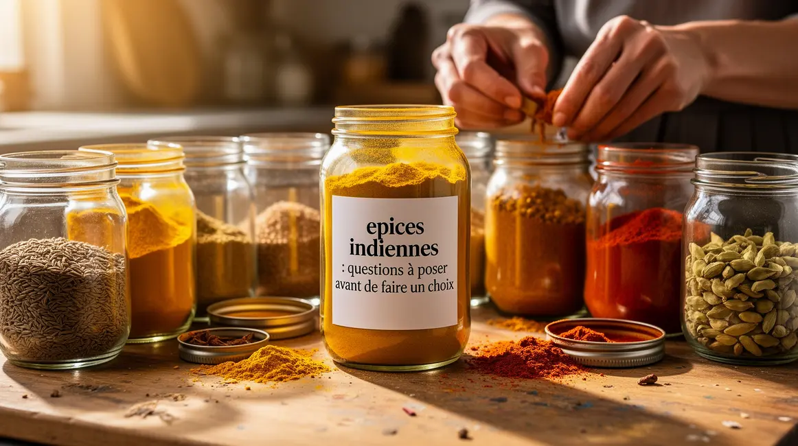 Bocaux d'epices indiennes sur plan de travail, conseils achat