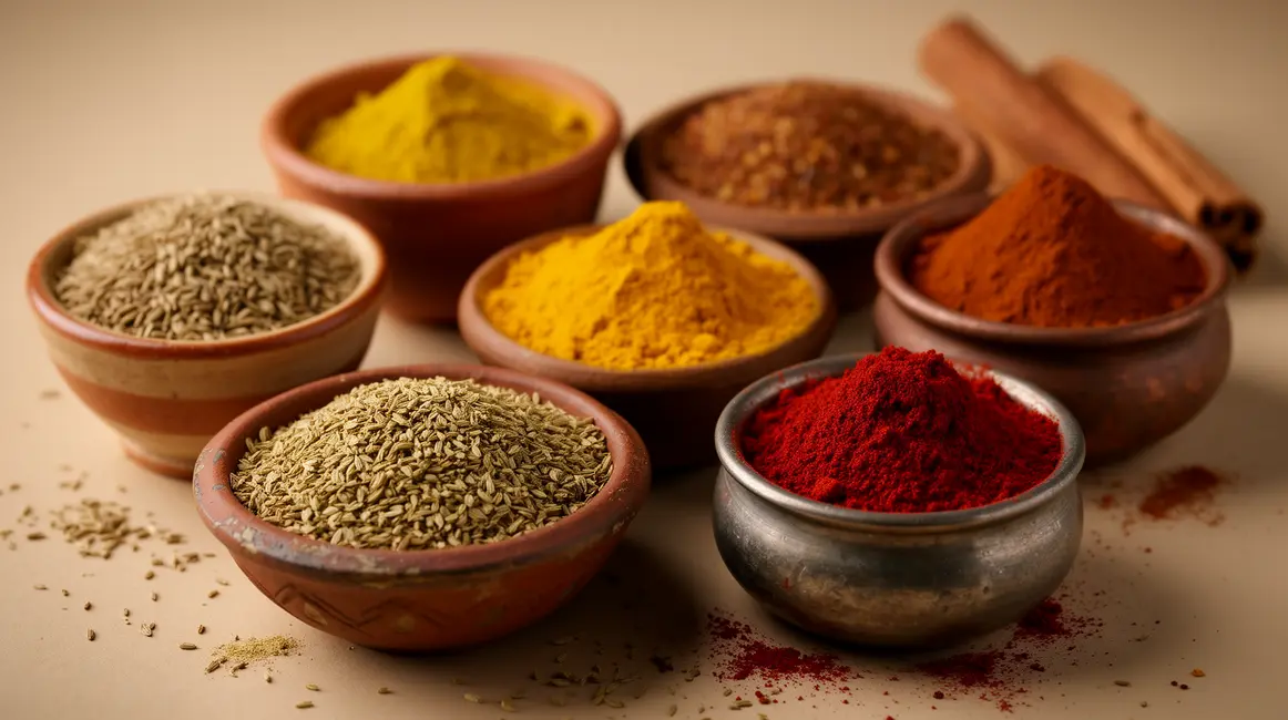 epices indiennes photorealisme bols pots couleurs