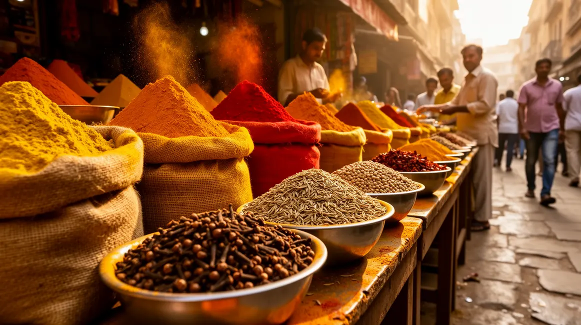Marché indien épices indiennes couleurs sacs bols