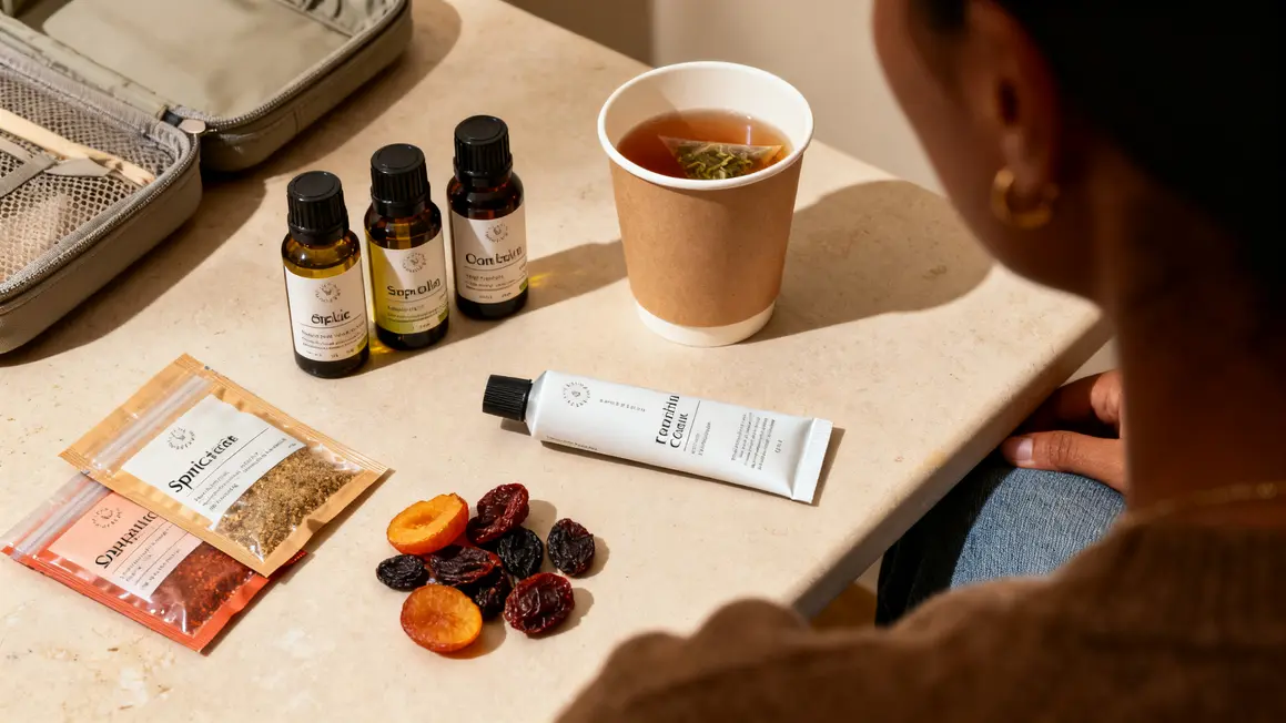 kit voyage ayurvedique photorealiste huile epices infusion