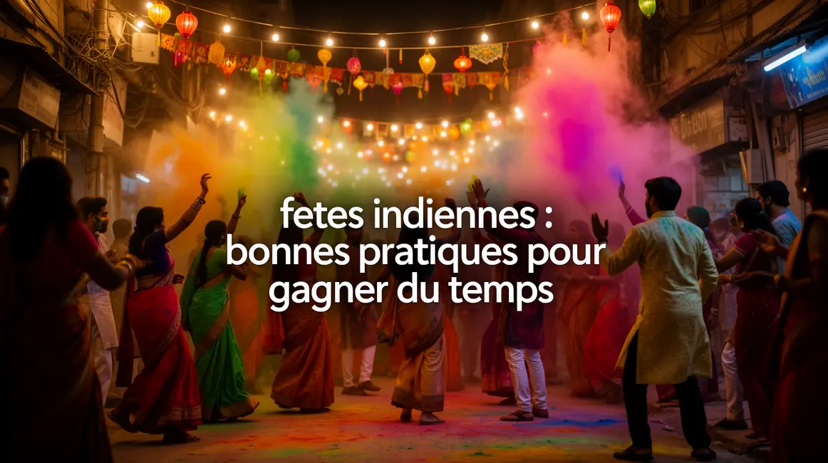 Foule coloree celebrant un festival indien de nuit