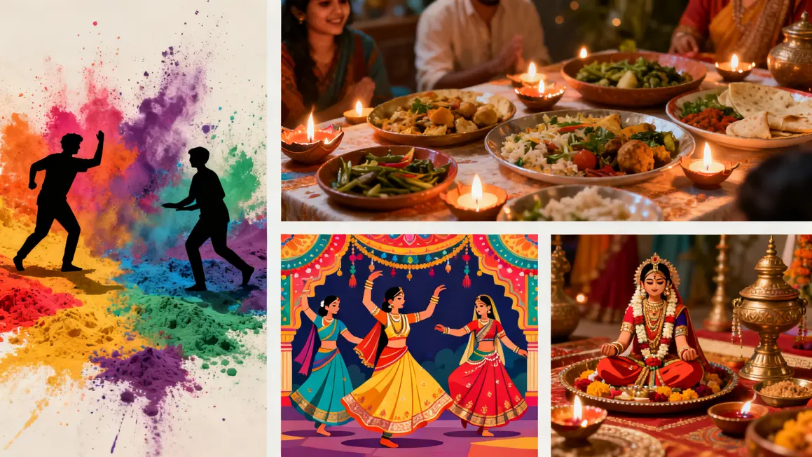 illustration holi diwali navratri mariage indiens jeux rituels
