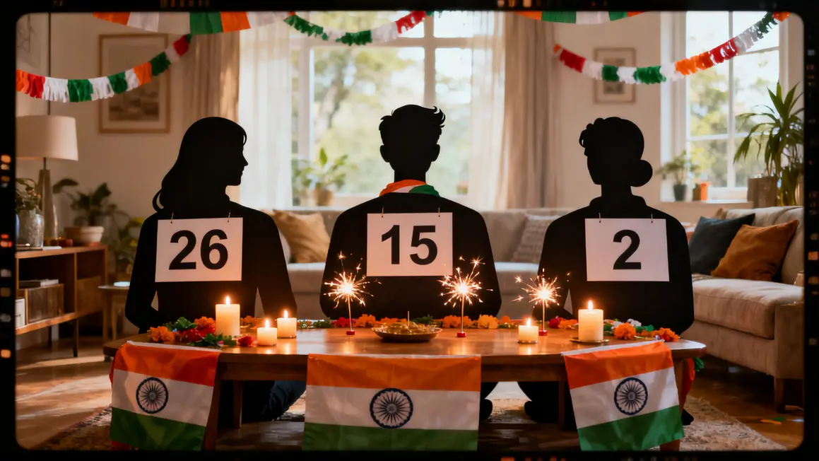 Table fête nationale Inde 2026 drapeaux bougies silhouettes