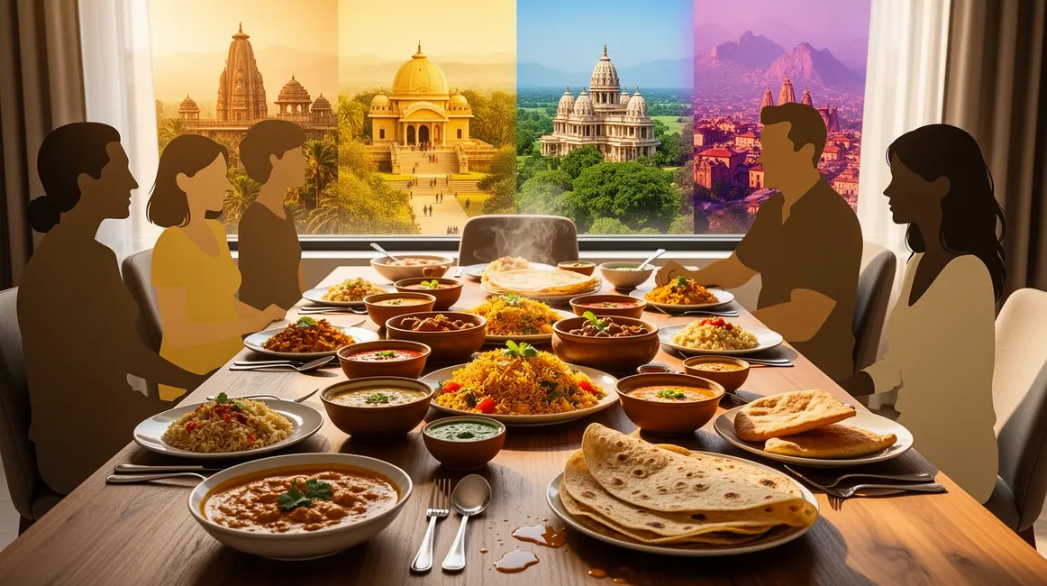 Gastronomie indienne en 2026, plats régionaux, panorama convivial