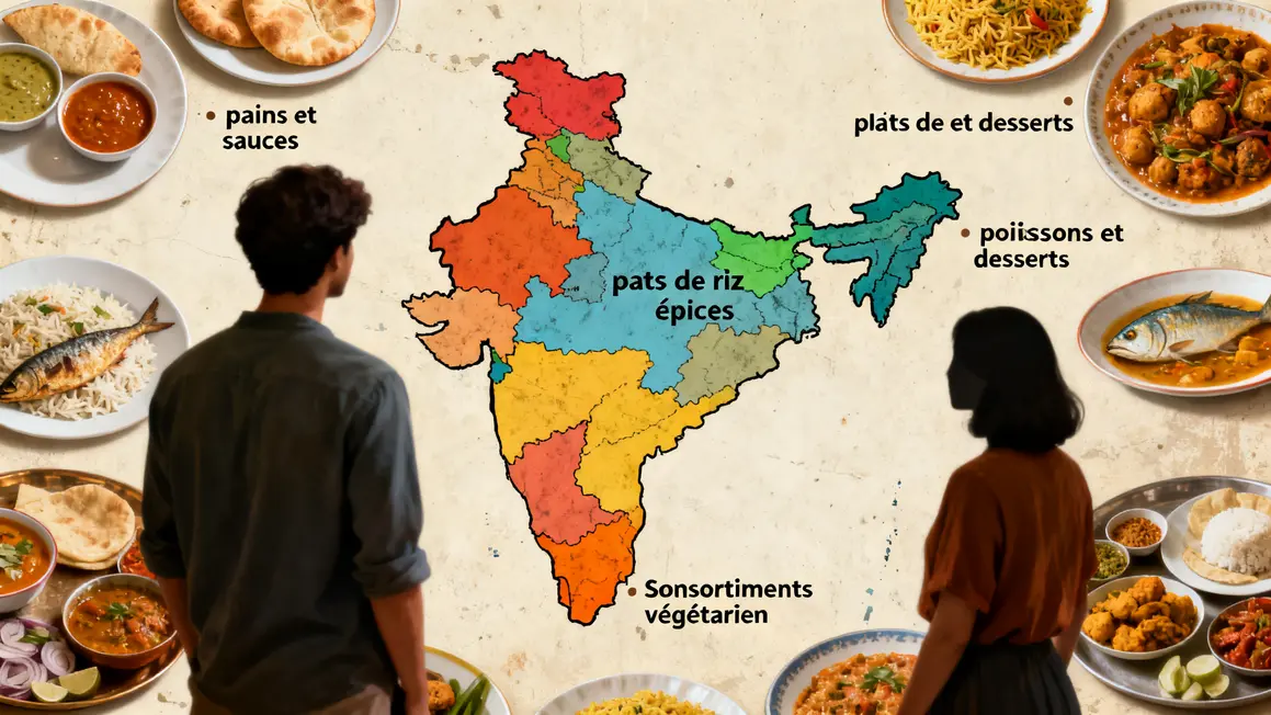 carte inde avec specialites region gastronomie indienne