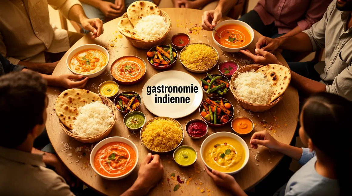 plats indiens varies sur table cercle repas convivial