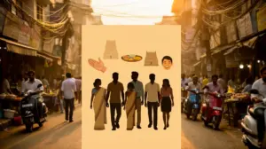 Silhouettes expatriés locaux culture indienne rue animée