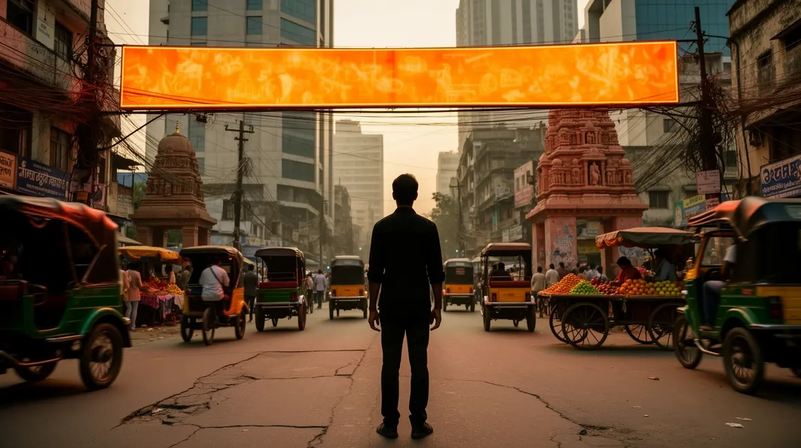 Silhouette au carrefour indien optimise culture indienne