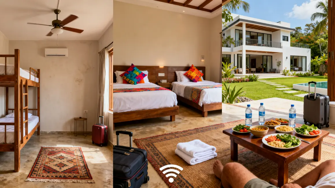 hébergement et repas séjour yoga Inde dortoir chambre villa plats végétariens