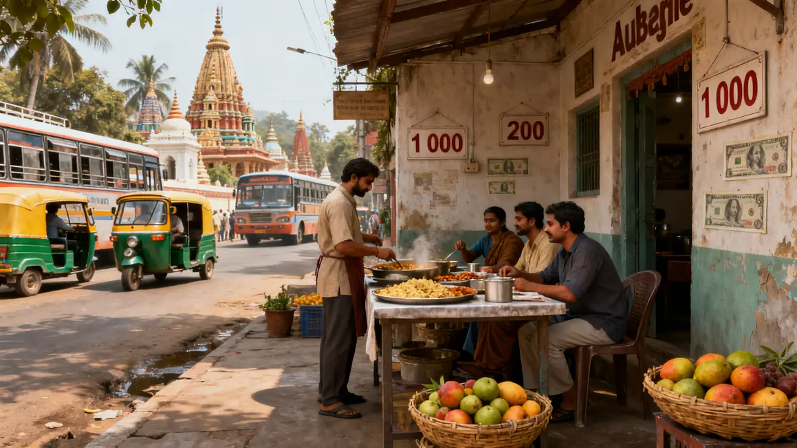 Auberge Inde street food tuk-tuk transports budget