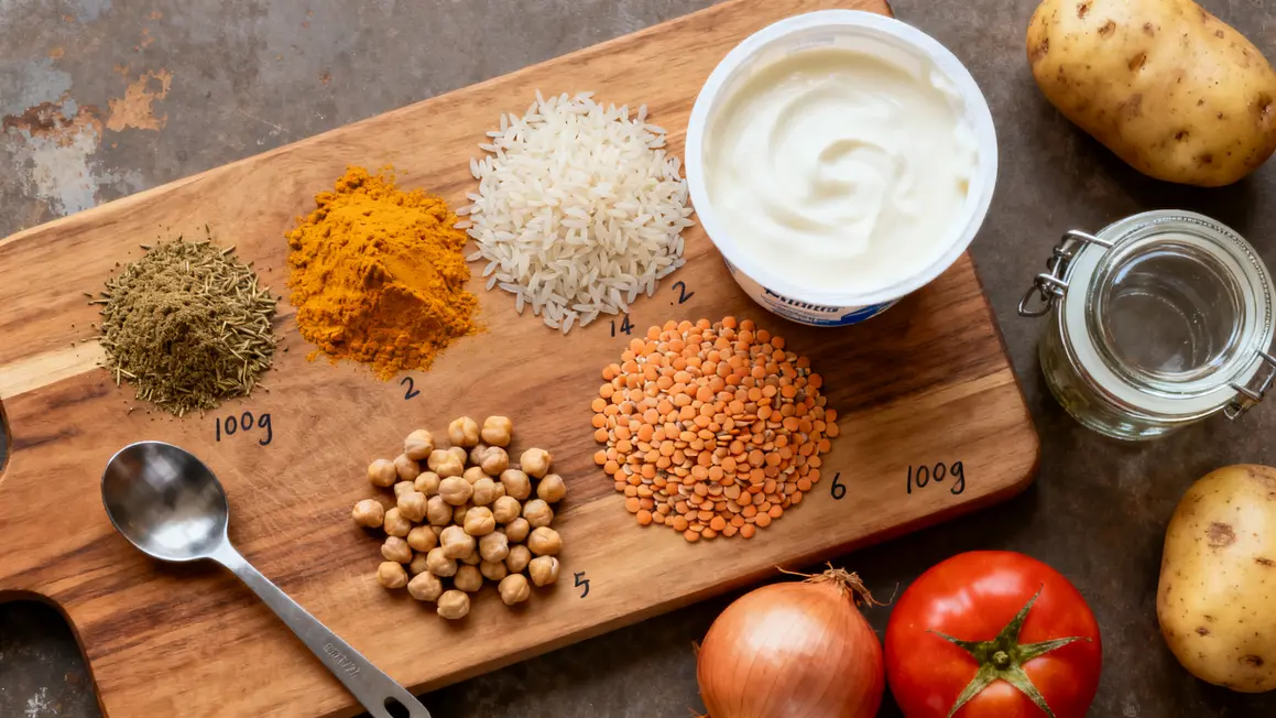 selection d'ingredients indiens economiques