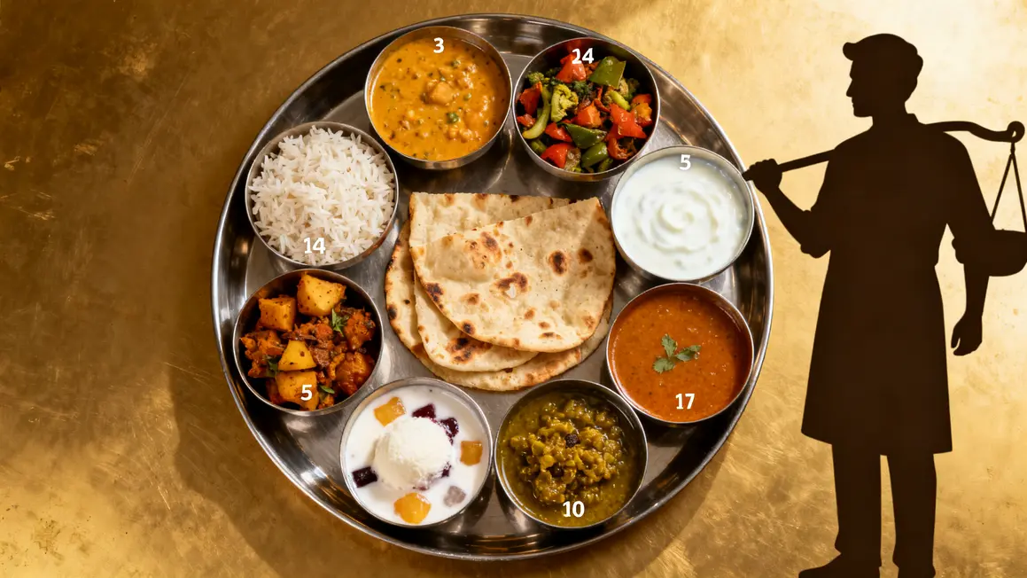 plateau thali repas indien avec riz dal naan chutney et raita