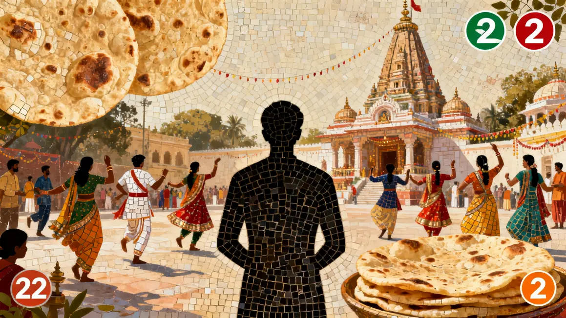 mosaique temples plats costumes indiens avec chiffres