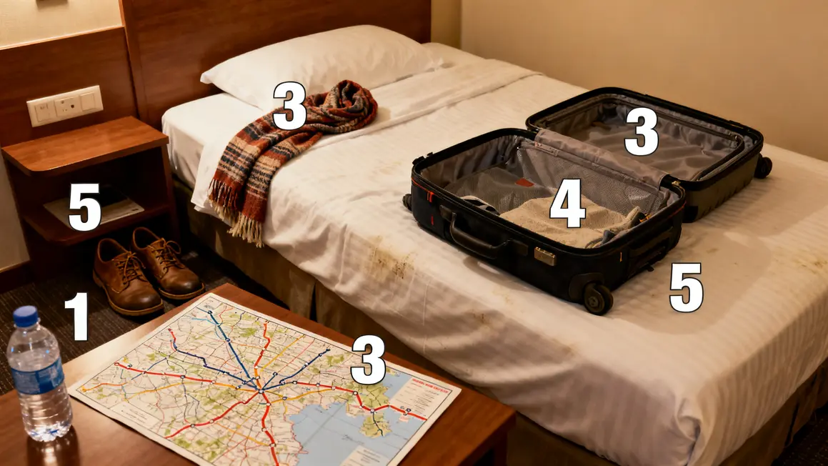 chambre hotel temple indien objets utiles bagage transport