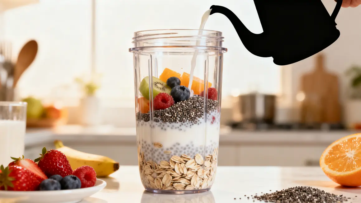 bol transparent overnight oats perte de poids chia fruits frais