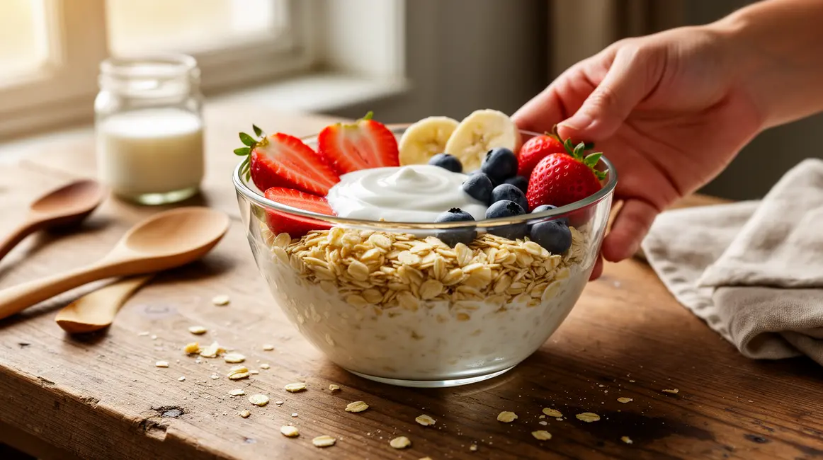 bol overnight oats perte de poids fruits frais yaourt