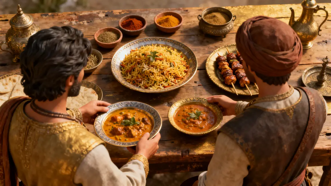 epices et plats historiques gastronomie indienne table ancienne