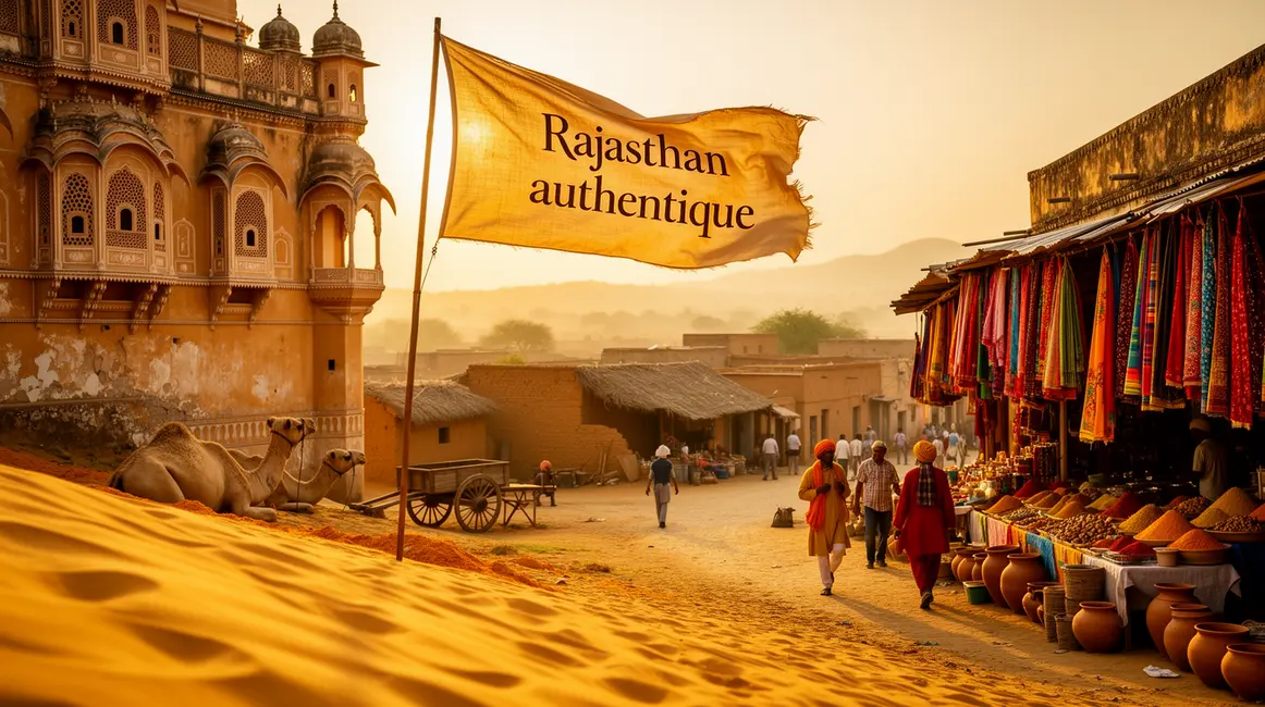 Paysage du Rajasthan authentique avec désert palais marchés village