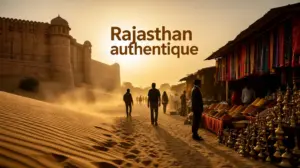 Paysages du Rajasthan authentique avec dunes, forts, marchés locaux