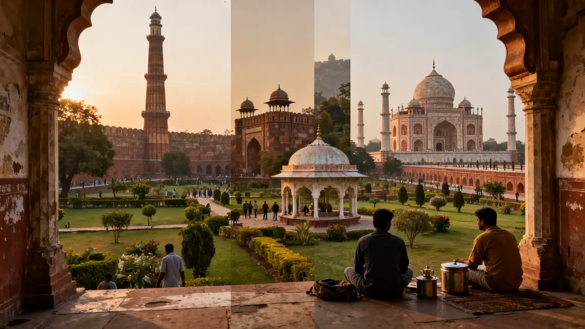 Panorama monuments Delhi culture sites