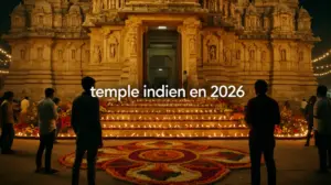 Temple indien festival 2026 silhouette visiteurs