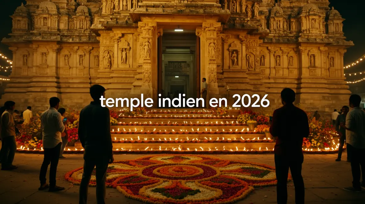 Temple indien festival 2026 silhouette visiteurs