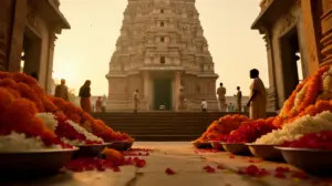 Vue temple indien fleurs fidèles questions